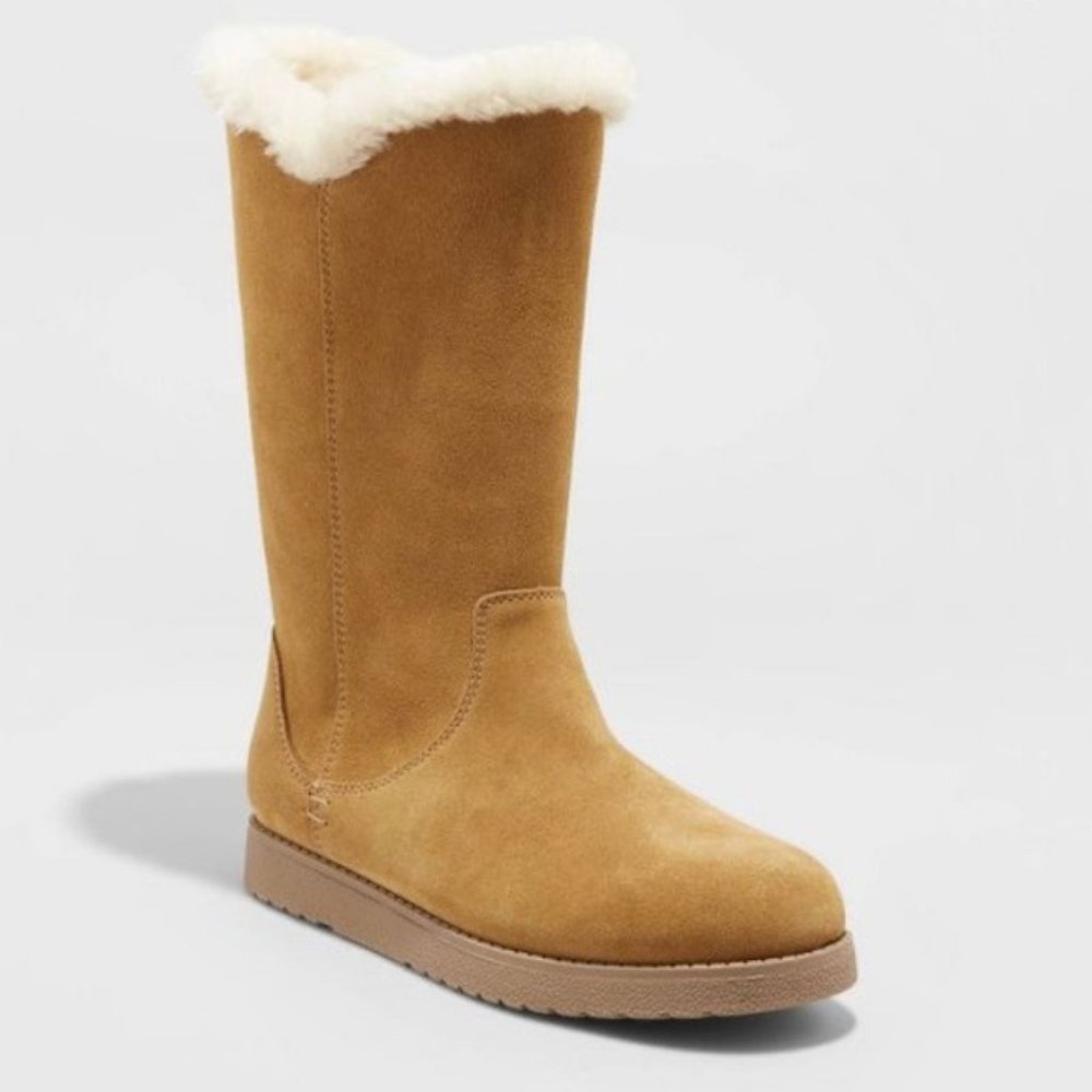 Women's Charleigh Tall Shearling Style Boots - Universal Thread™ Tan 6